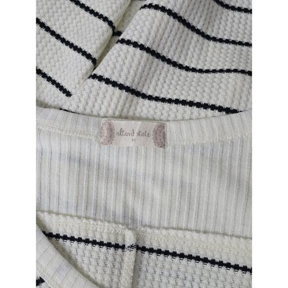 Altar'd State Top Womens Medium Cream Black Stripes Long Sleeve Stretch Shirt - Picture 7 of 8